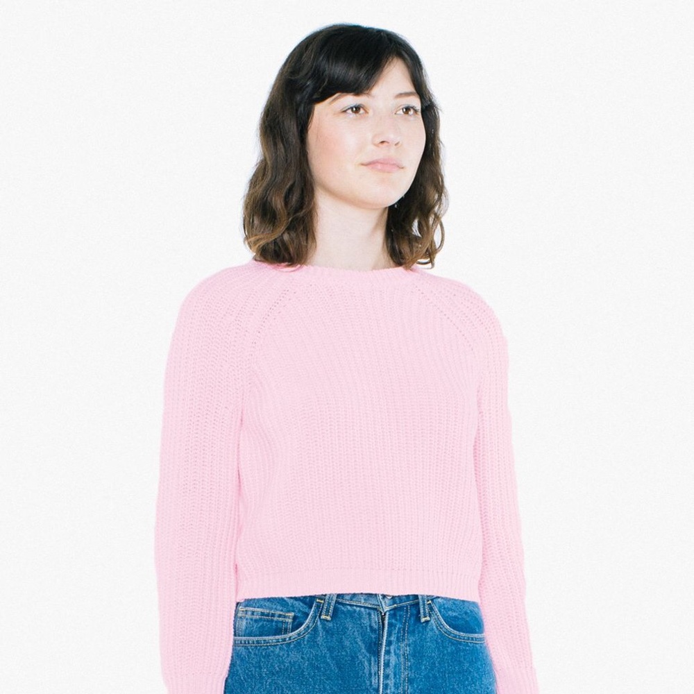 American Apparel Pink Crop Fisherman Sweater